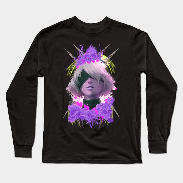 RobotGirl - Purple Roses Long Sleeve T-Shirt by Scailaret